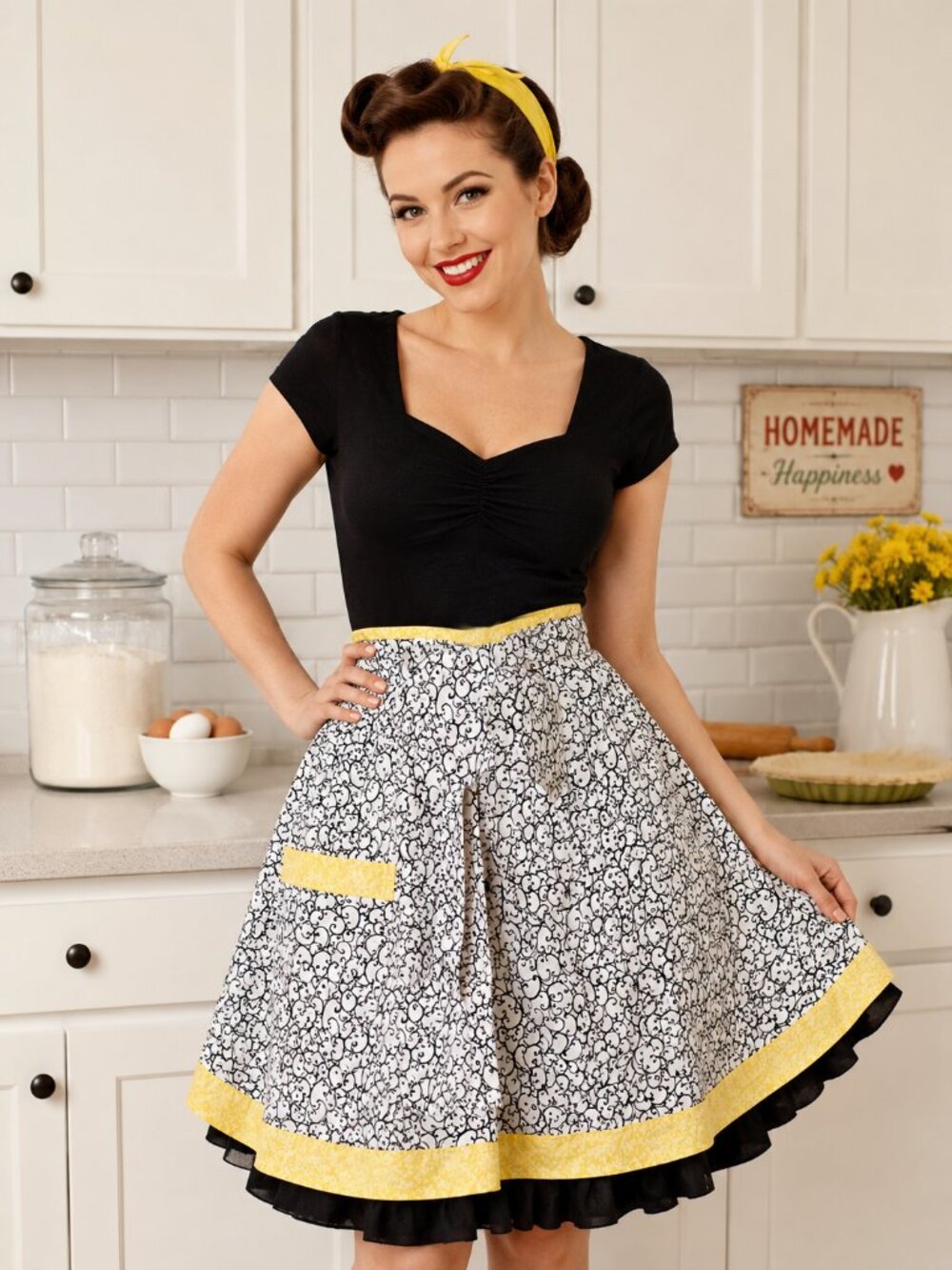 Handmade‎ Retro Paisley Cotton Half Apron Waitress Server Skirt Pocket Tie Back